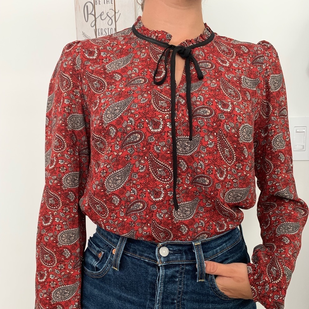 Forever 21 Orange Paisley Print Boho blouse